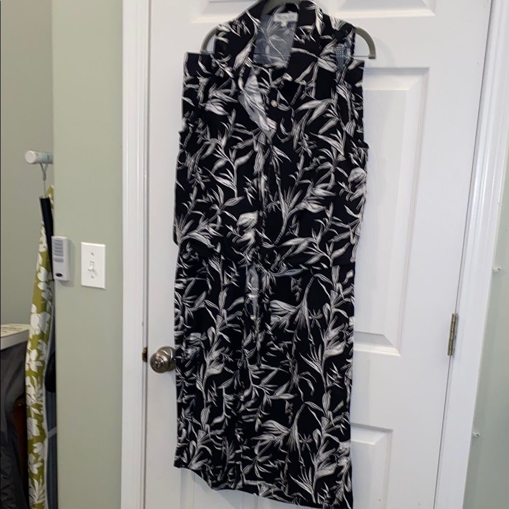 Rachel Zoe Tropical Black and White Floral Pants Set L